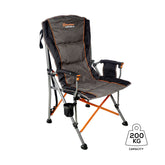 Cheynes XL Deluxe Solid Arm Camp Chair with Cushioned High Back, Wine Glass Holders, Drink Holder, Media Pocket, Self-Levelling Feet for Camping & Events, Weight Rated 200kg, Zipped Storage Pocket for Carry Bag with Shoulder Strap